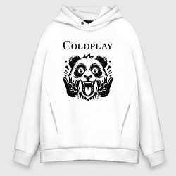 Толстовка оверсайз мужская Coldplay - rock panda, цвет: белый