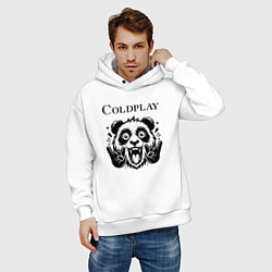 Толстовка оверсайз мужская Coldplay - rock panda, цвет: белый — фото 2