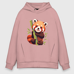 Толстовка оверсайз мужская The Red Panda, цвет: пыльно-розовый