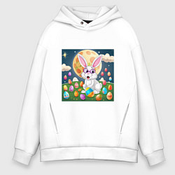 Толстовка оверсайз мужская Зайчик ботаник, цвет: белый