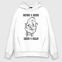 Толстовка оверсайз мужская После шести пива, цвет: белый
