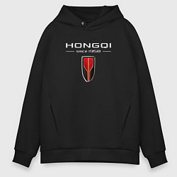 Толстовка оверсайз мужская Hongqi - logo, цвет: черный