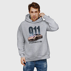 Толстовка оверсайз мужская Порше 911 спортивный автомобиль, цвет: меланж — фото 2