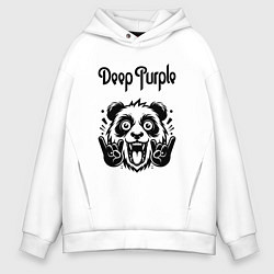 Толстовка оверсайз мужская Deep Purple - rock panda, цвет: белый