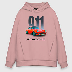 Толстовка оверсайз мужская Porsche 911 спортивный немецкий автомобиль, цвет: пыльно-розовый