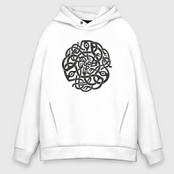 Толстовка оверсайз мужская Черный готичный кельтский узор, цвет: белый