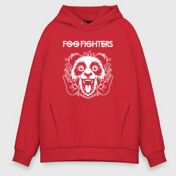 Толстовка оверсайз мужская Foo Fighters rock panda, цвет: красный