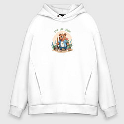 Толстовка оверсайз мужская Медведь садовник, цвет: белый