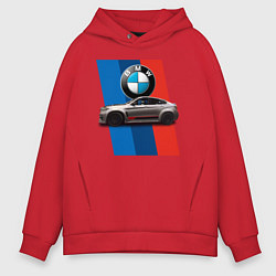 Толстовка оверсайз мужская Кроссовер BMW X6 M, цвет: красный
