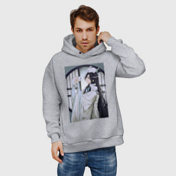 Толстовка оверсайз мужская Ванцзи Лань кролики, цвет: меланж — фото 2