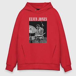 Толстовка оверсайз мужская Elvin Jones великий джазовый барабанщик, цвет: красный