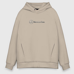 Толстовка оверсайз мужская Mercedes benz logo grey, цвет: миндальный