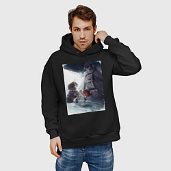 Толстовка оверсайз мужская Безработный Рудеус Грейрат, цвет: черный — фото 2