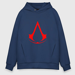 Толстовка оверсайз мужская Red logo of assassins, цвет: тёмно-синий