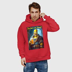 Толстовка оверсайз мужская In beer we trust - motto, цвет: красный — фото 2