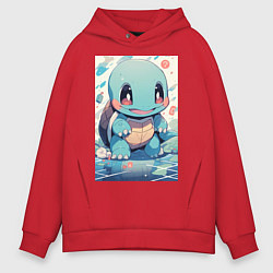 Толстовка оверсайз мужская Покемон Сквиртл, цвет: красный