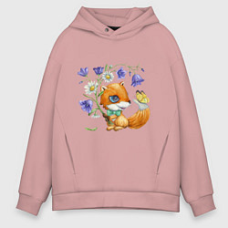 Толстовка оверсайз мужская Лисёнок с колокольчиками, цвет: пыльно-розовый