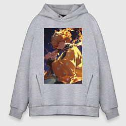 Толстовка оверсайз мужская Клинок, рассекающий демонов Дзэнъицу Агацума охотн, цвет: меланж