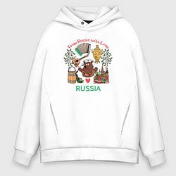 Толстовка оверсайз мужская From Russia with love phrase, цвет: белый