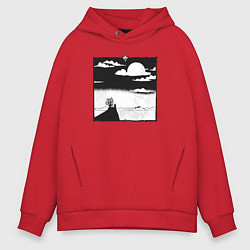 Толстовка оверсайз мужская Свирепая дикая душа, цвет: красный