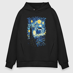 Толстовка оверсайз мужская Ван Гог - Доктор кто тардис, цвет: черный