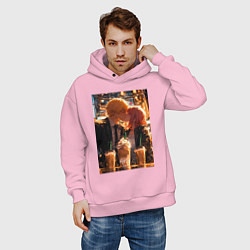 Толстовка оверсайз мужская Человек-бензопила Дэндзи Макима, цвет: светло-розовый — фото 2