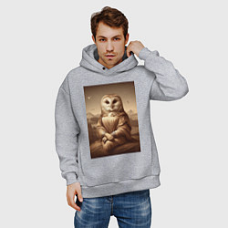 Толстовка оверсайз мужская Сова Мона - фантазия от нейросети, цвет: меланж — фото 2