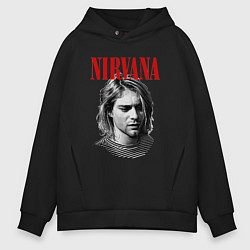 Толстовка оверсайз мужская Nirvana kurt donald cobain, цвет: черный