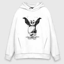 Толстовка оверсайз мужская Кунгфу панда По, цвет: белый