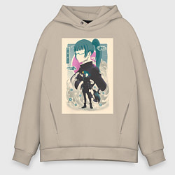 Толстовка оверсайз мужская Магическая битва Маки Дзэнин маг, цвет: миндальный