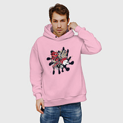 Толстовка оверсайз мужская Панк рок черепа, цвет: светло-розовый — фото 2