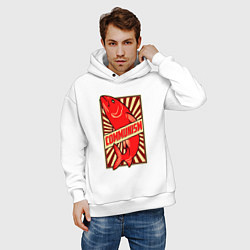 Толстовка оверсайз мужская Рыбный коммунизм, цвет: белый — фото 2