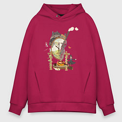 Толстовка оверсайз мужская Ходячий замок: Studio Ghibli, цвет: маджента