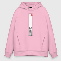 Толстовка оверсайз мужская Хитрая лиса в рамке, цвет: светло-розовый