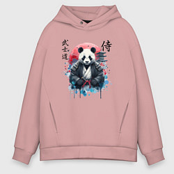 Толстовка оверсайз мужская Panda - bushido samurai code, цвет: пыльно-розовый