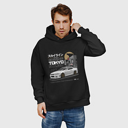 Толстовка оверсайз мужская Nissan Skyline годзила, цвет: черный — фото 2