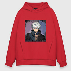 Толстовка оверсайз мужская Годжо, цвет: красный