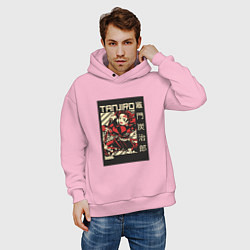 Толстовка оверсайз мужская Тандзиро Tanjiro Клинок рассекающий демонов, цвет: светло-розовый — фото 2