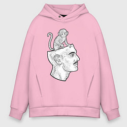 Толстовка оверсайз мужская Мартышка в голове, цвет: светло-розовый