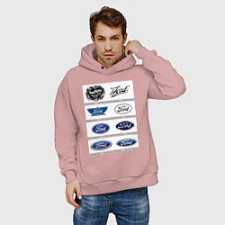 Толстовка оверсайз мужская Ford логотип, цвет: пыльно-розовый — фото 2