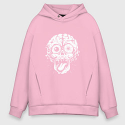 Толстовка оверсайз мужская Череп с мозгами и глазами, цвет: светло-розовый