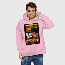 Толстовка оверсайз мужская Nissan Silvia авто, цвет: светло-розовый — фото 2