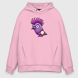 Толстовка оверсайз мужская Голубь панк с ирокезом, цвет: светло-розовый