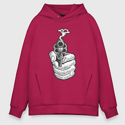 Толстовка оверсайз мужская Дымящийся пистолет, цвет: маджента