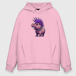Толстовка оверсайз мужская Суровая панк капибара, цвет: светло-розовый
