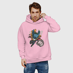 Толстовка оверсайз мужская Моя геройская академия Деку в костюме, цвет: светло-розовый — фото 2