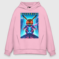 Толстовка оверсайз мужская Cyber Pikachu - nightmare, цвет: светло-розовый
