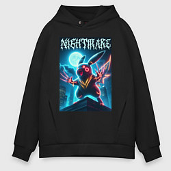 Толстовка оверсайз мужская Nightmare - terrible Pikachu neon glow, цвет: черный