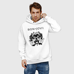 Толстовка оверсайз мужская Bon Jovi - rock dog, цвет: белый — фото 2