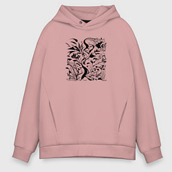Толстовка оверсайз мужская Природа в стиле модерн, цвет: пыльно-розовый
